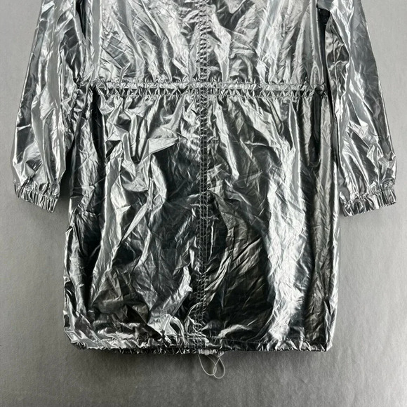 Wild Fable Jacket Women's Sz S Silver Metallic Full-Zip Mock Neck Elastic Trim - Picture 9 of 13
